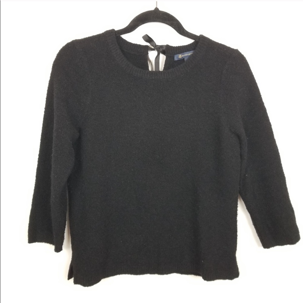 Brooks Brothers Black Wool Bow Cropped Sweater Small
